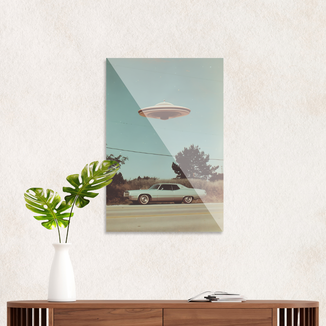 Retro bil og UFO