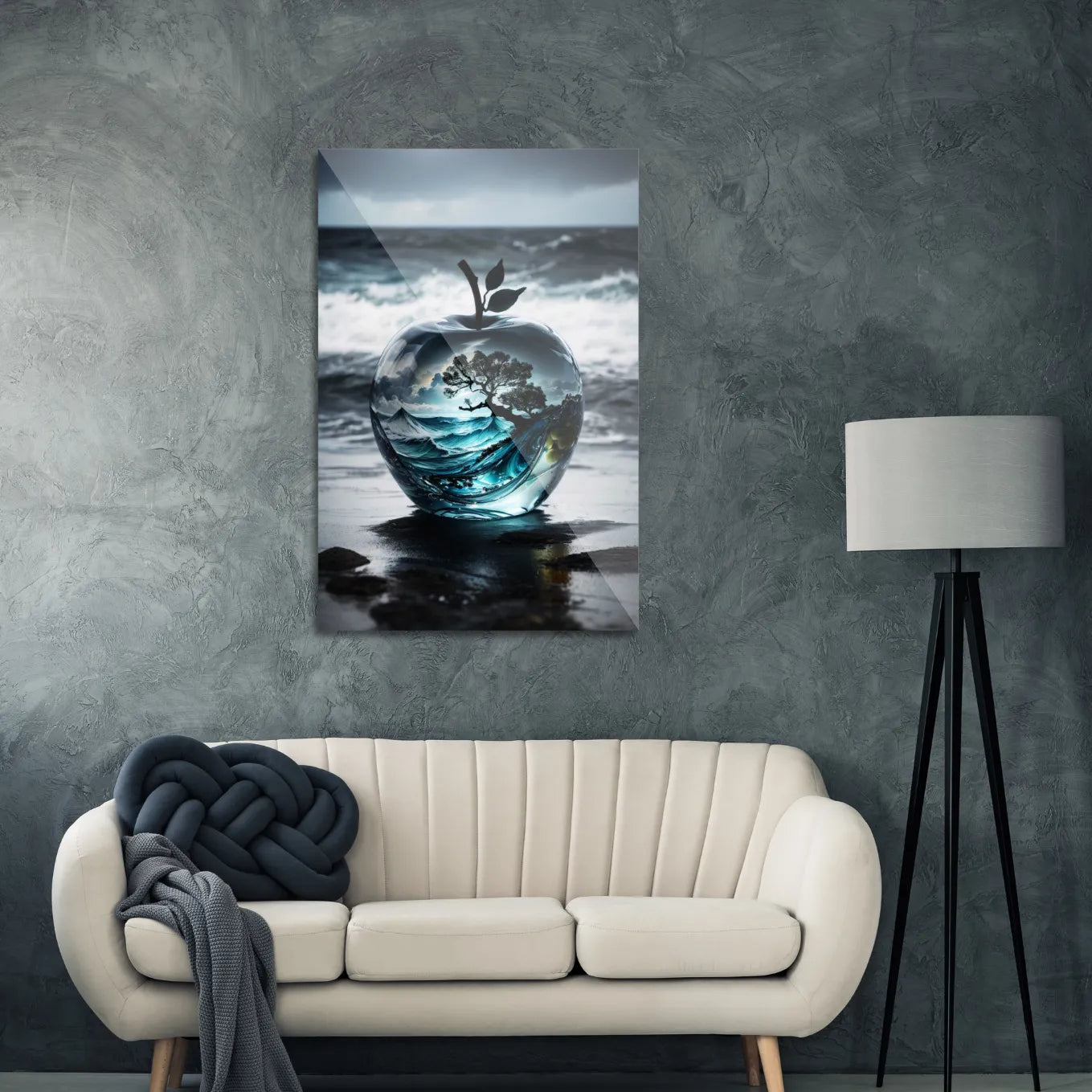 Wild ocean in glass apple