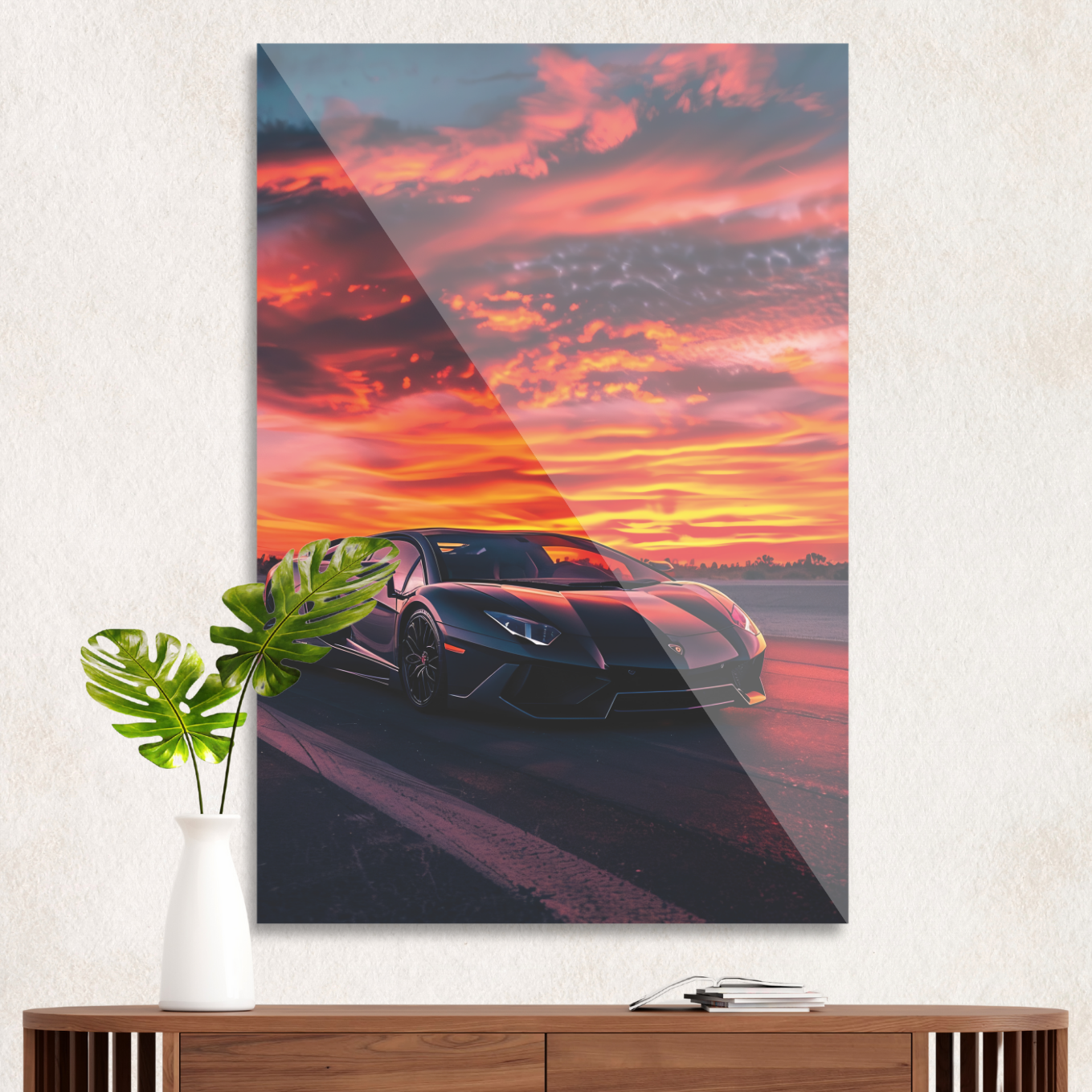 Lamborghini i solnedgang