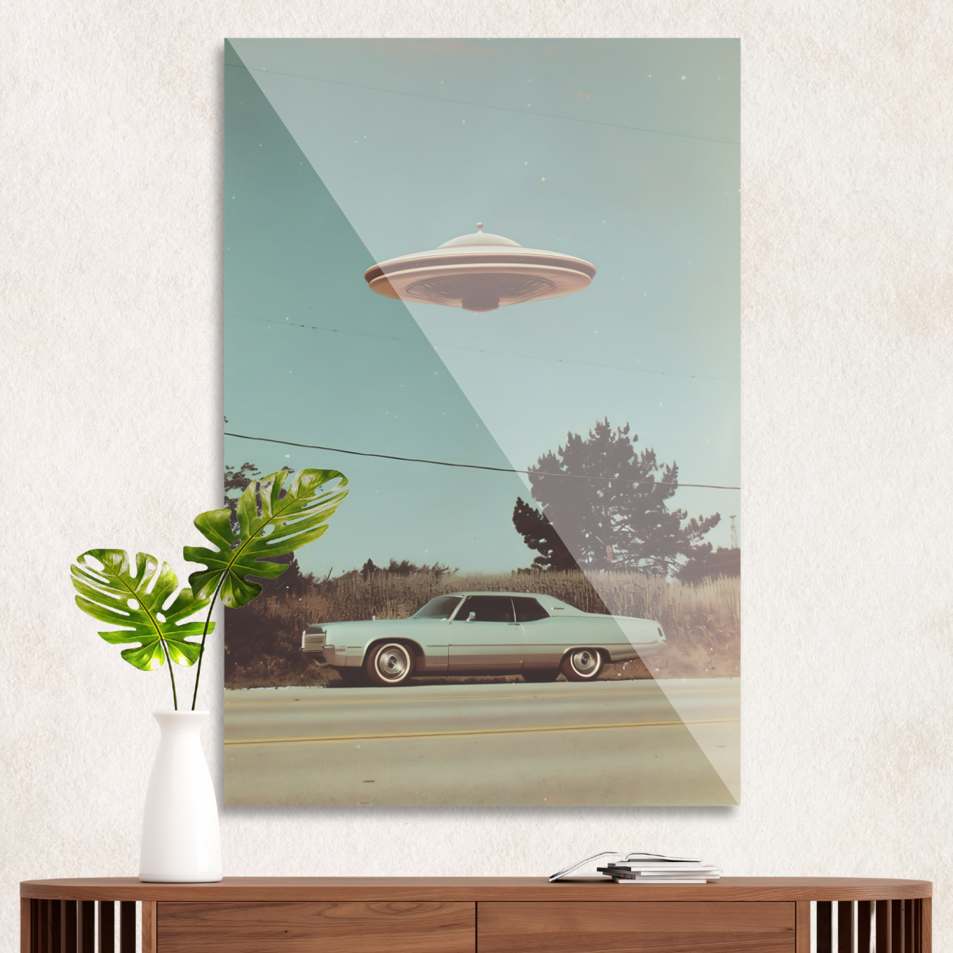 Retro bil og UFO