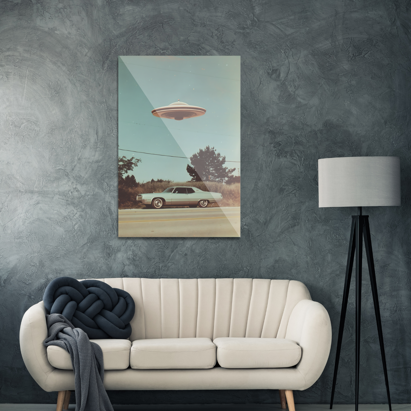 Retro bil og UFO