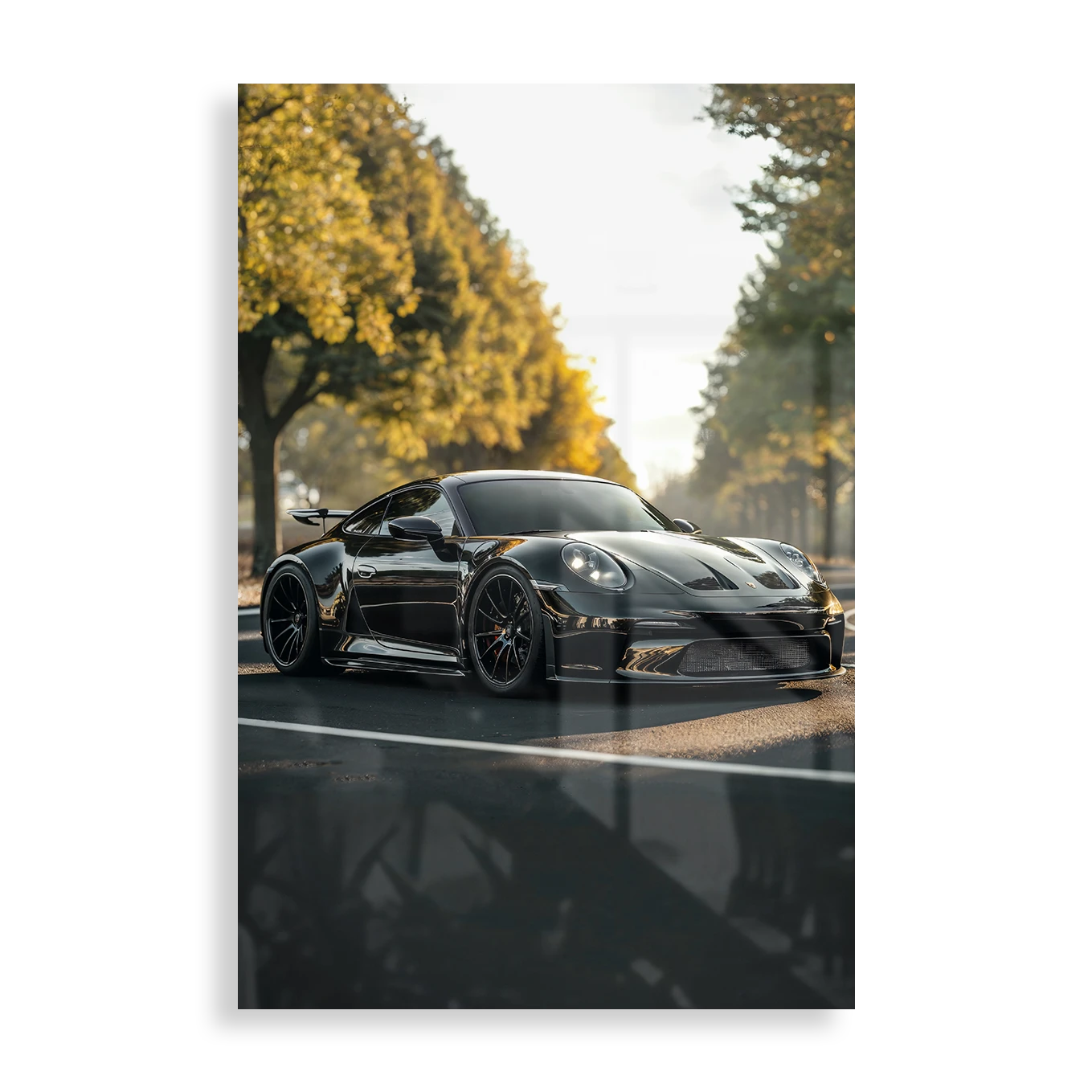 Sort Porsche i solen