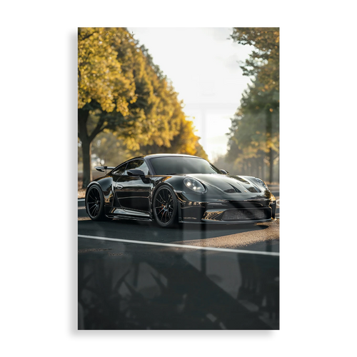 Sort Porsche i solen