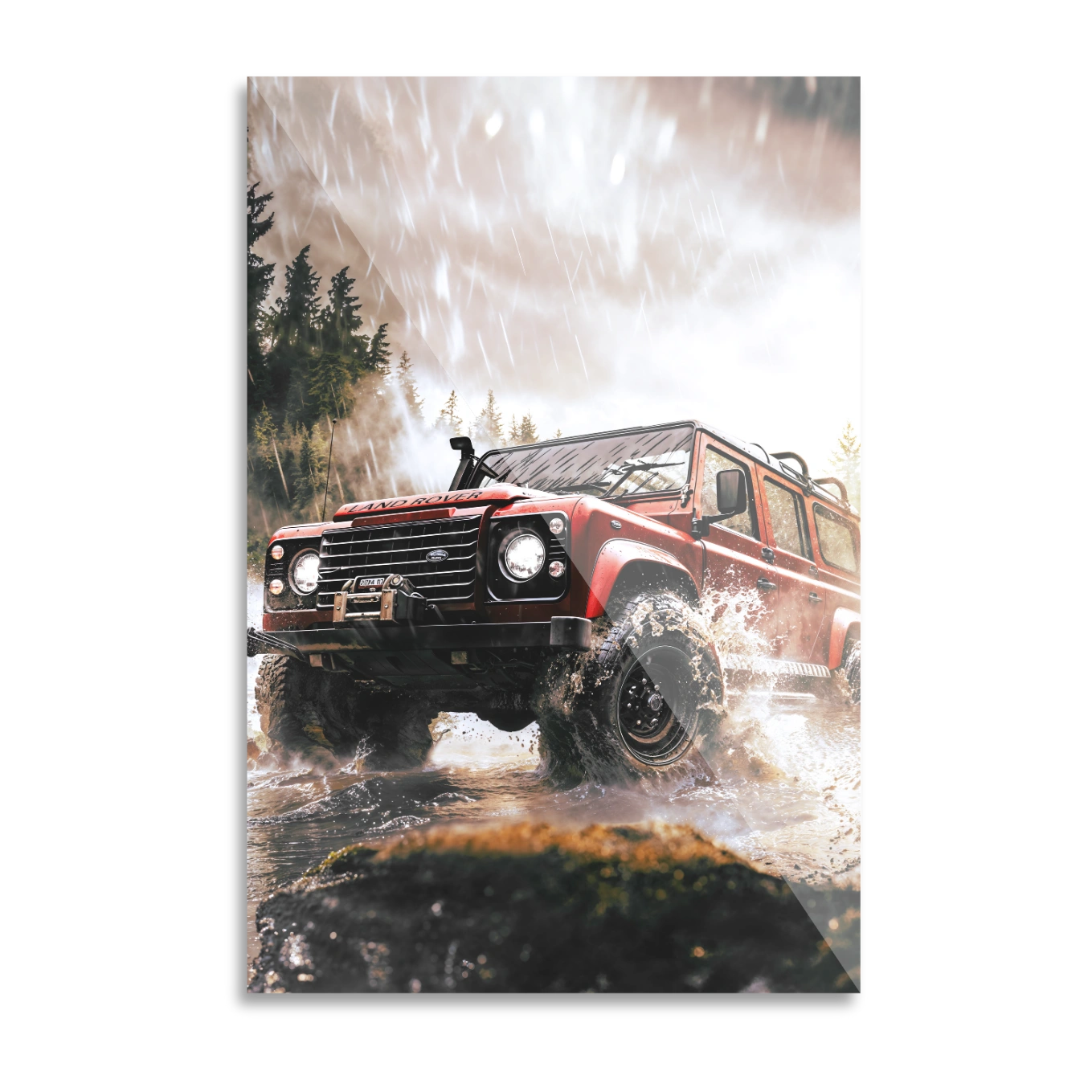 Rugged Journey: A Land Rover’s Rainy Off-road Adventure