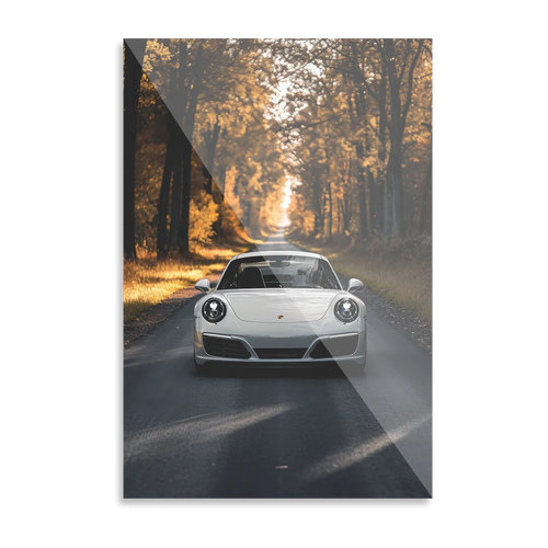 Porsche i efterårsvejr