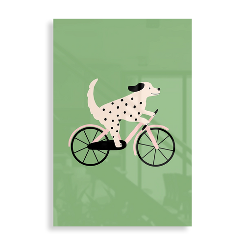 Dalmatiner på cykel