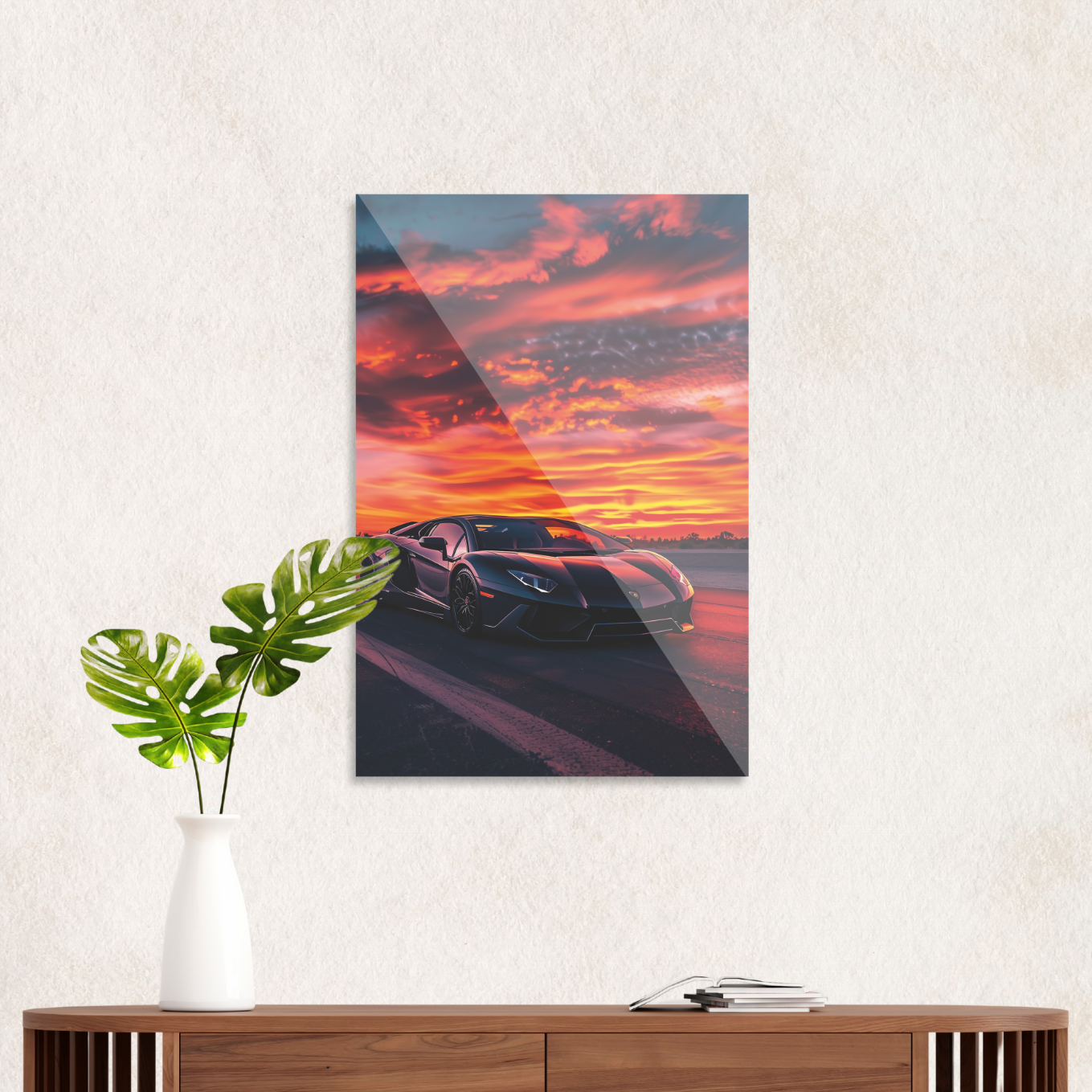 Lamborghini i solnedgang