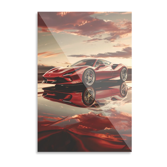 Ferrari i solnedgang