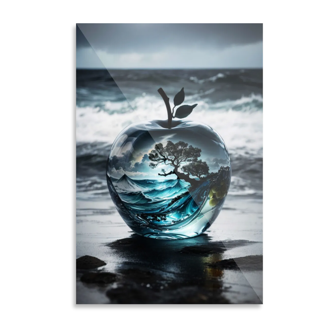 Wild ocean in glass apple