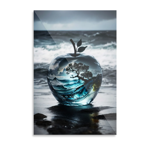 Wild ocean in glass apple