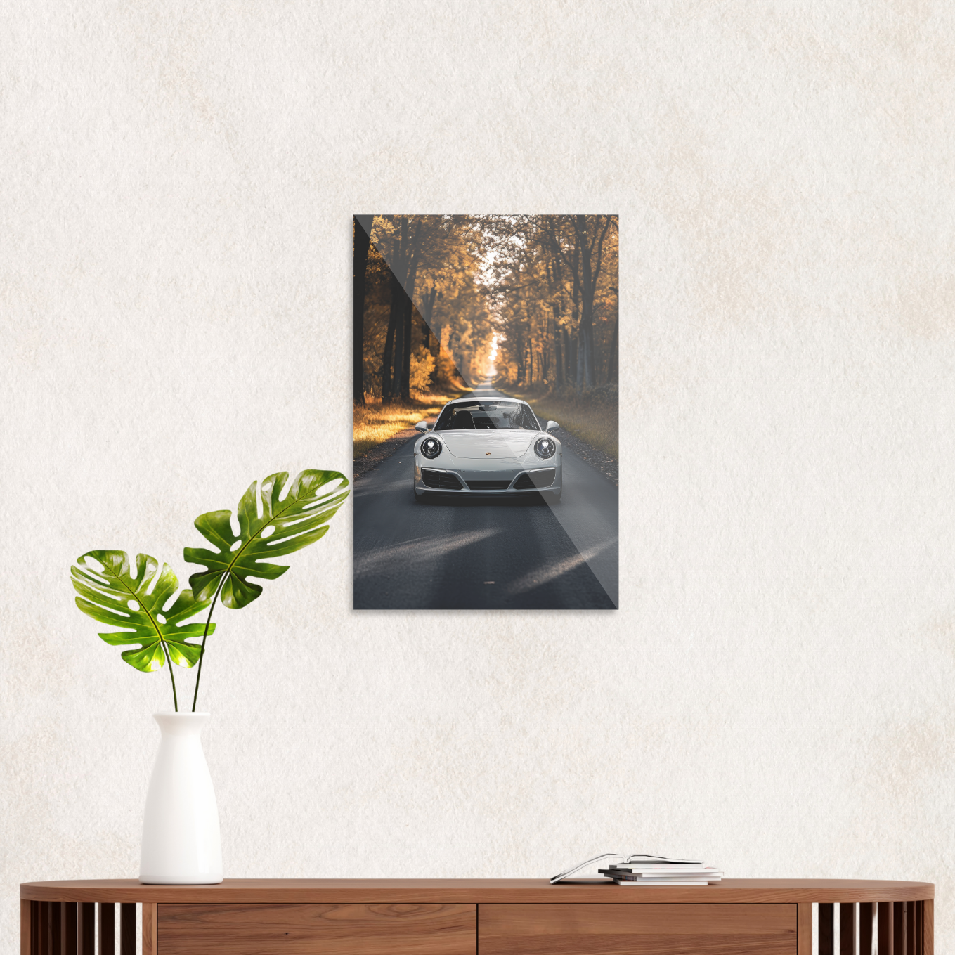 Porsche i efterårsvejr