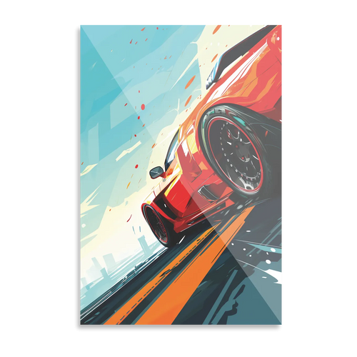 Rød superbil i fuld fart