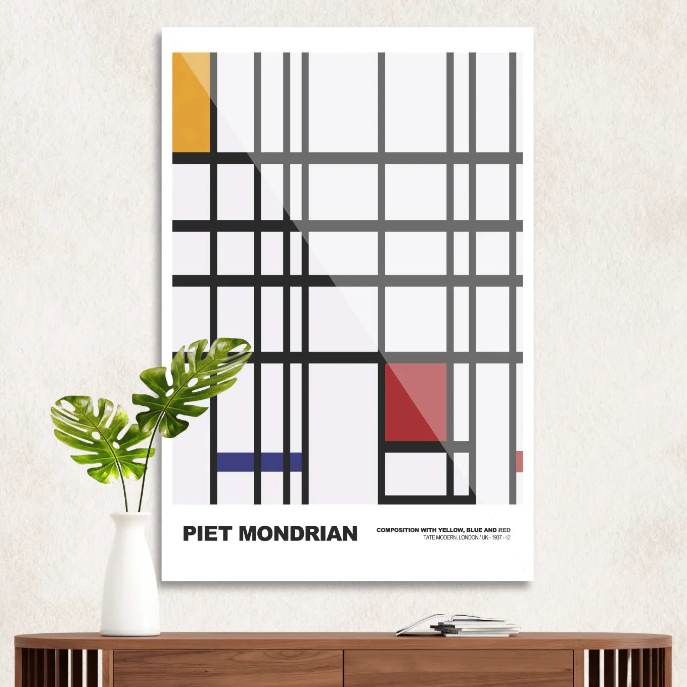 Piet Mondrian Composition with red, blue, and yellow 