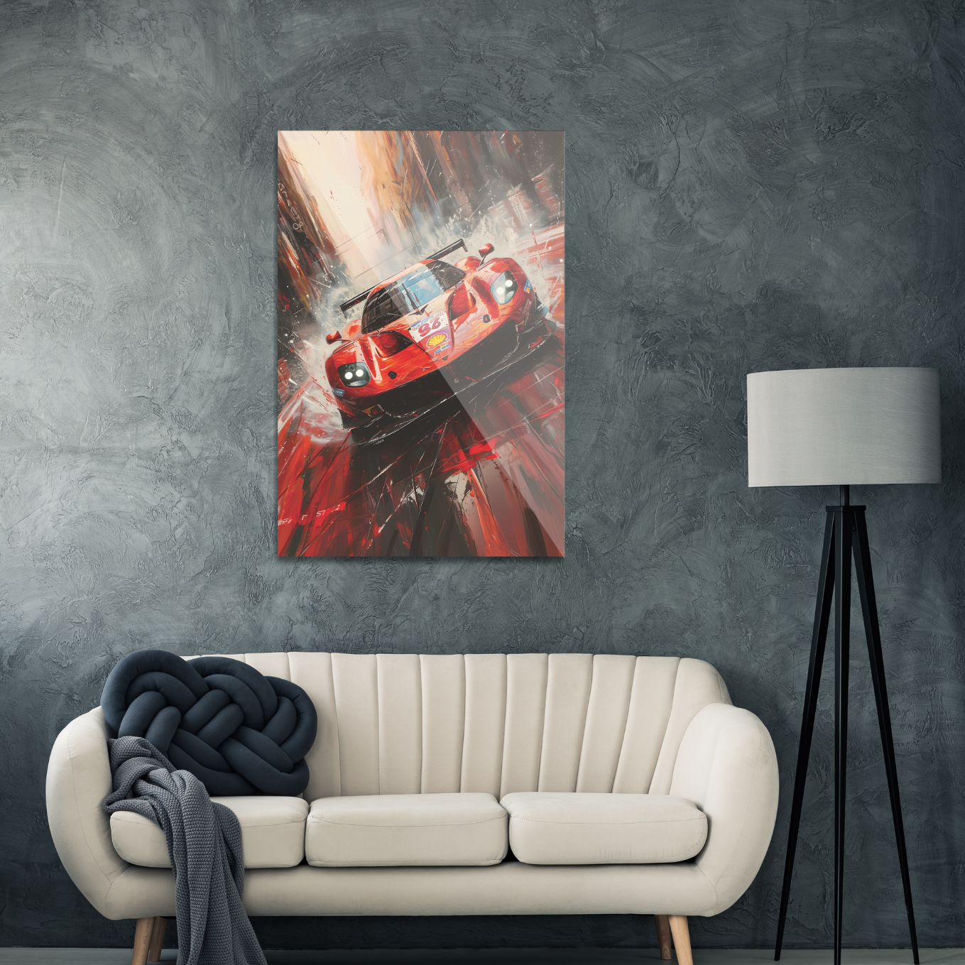 Rød racerbil i fuld fart