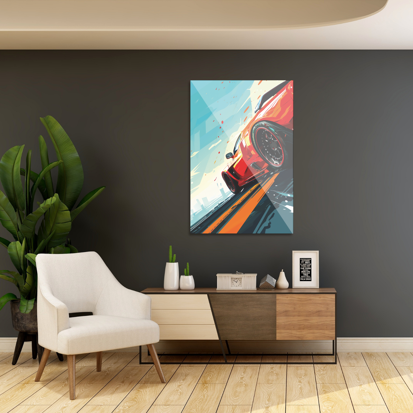 Rød superbil i fuld fart